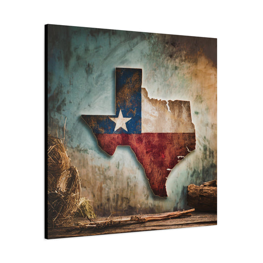 Rustic Texas Flag Frameless Canvas Wall Art Sizes 10”x10” – 36”x36”