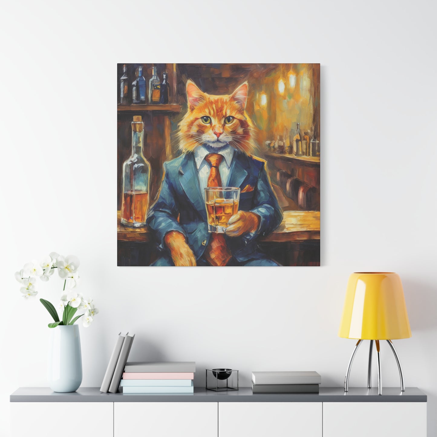 Whiskey Ginger Cat Frameless Canvas Wall Art Sizes 10”x10” – 36”x36”