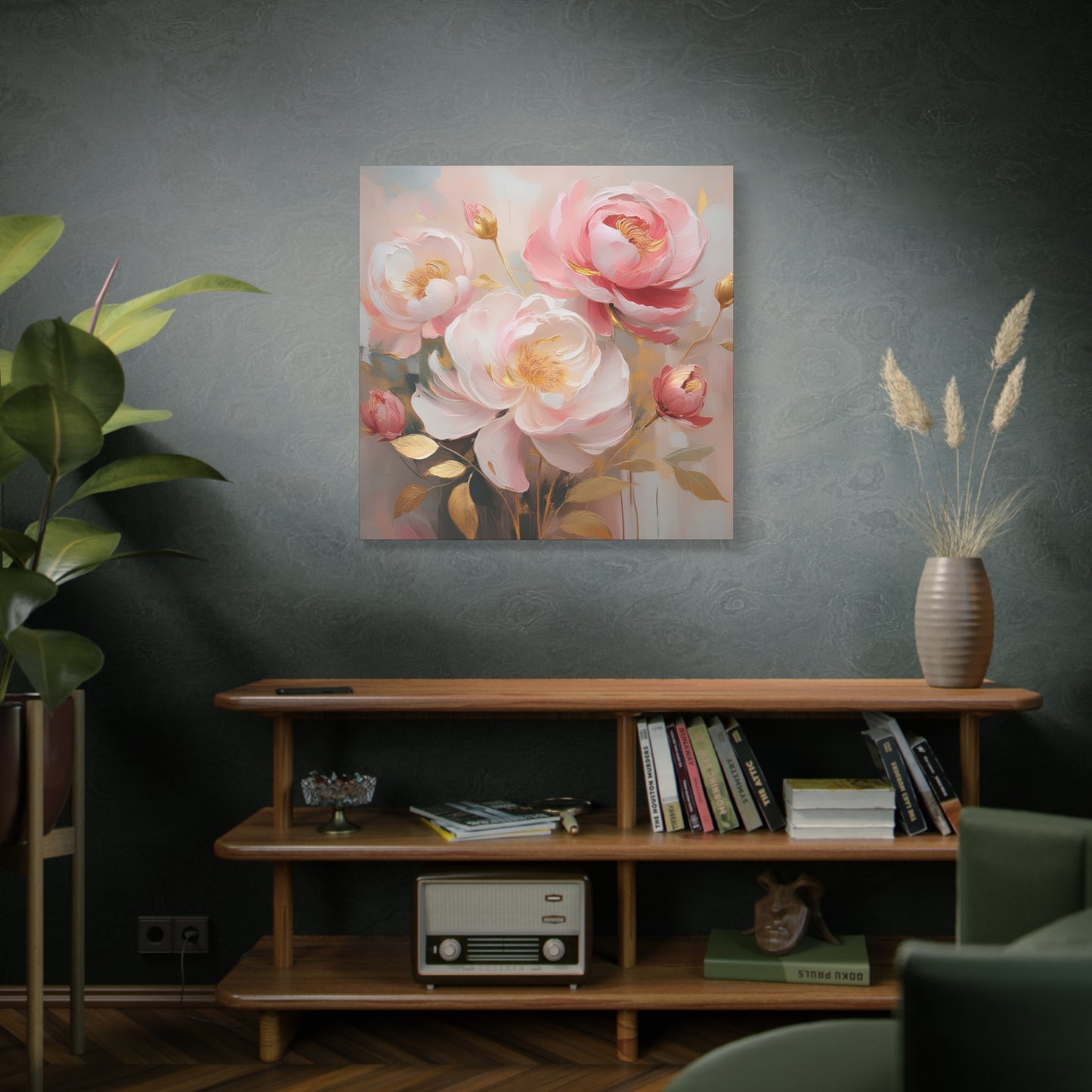 Pink Roses Frameless Canvas Wall Art Sizes 10”x10” – 36”x36”