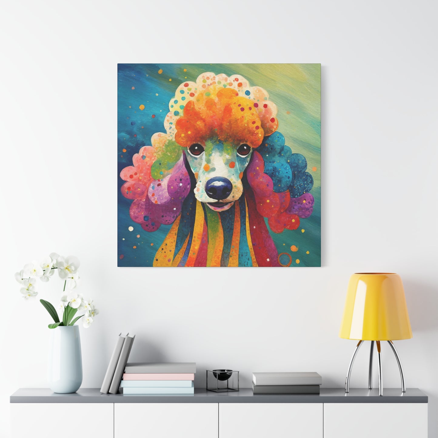 Poodle Frameless Canvas Wall Art Sizes 10”x10” – 36”x36”