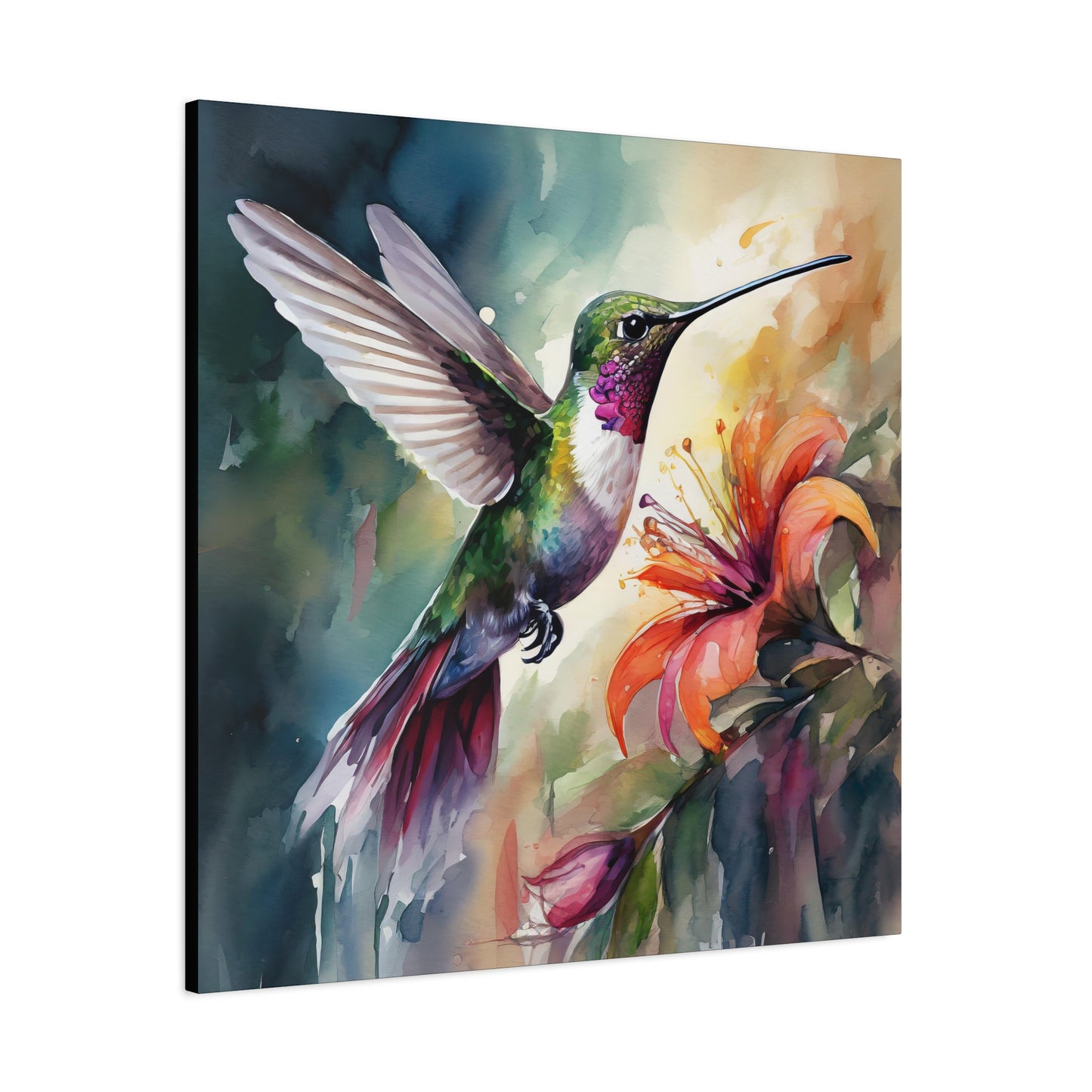 Hummingbird Frameless Canvas Wall Art Sizes 10”x10” – 36”x36”