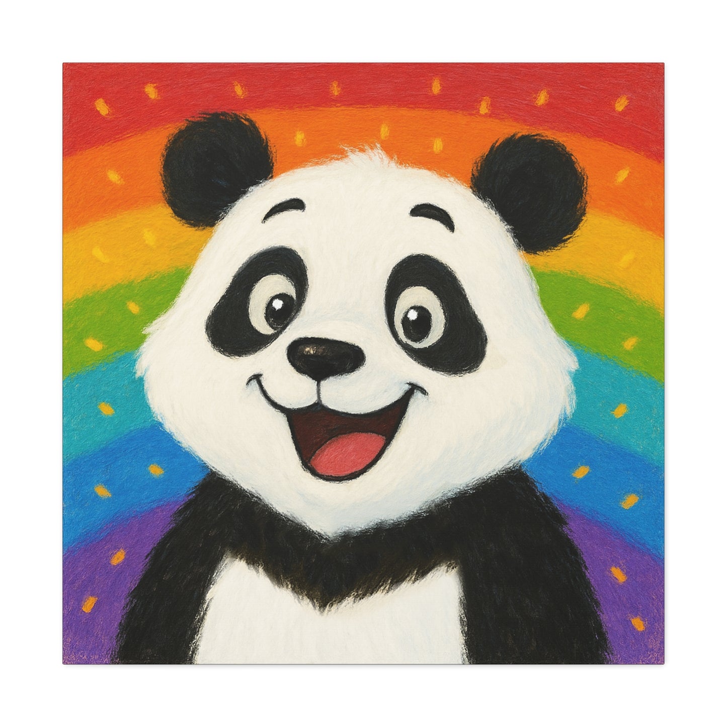 Rainbow Panda Frameless Canvas Wall Art Sizes 10”x10” – 36”x36”