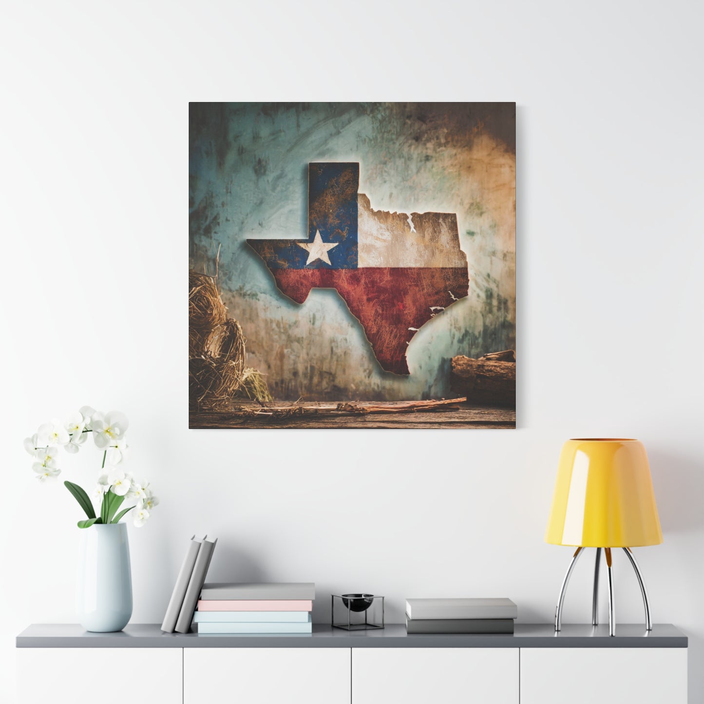 Rustic Texas Flag Frameless Canvas Wall Art Sizes 10”x10” – 36”x36”