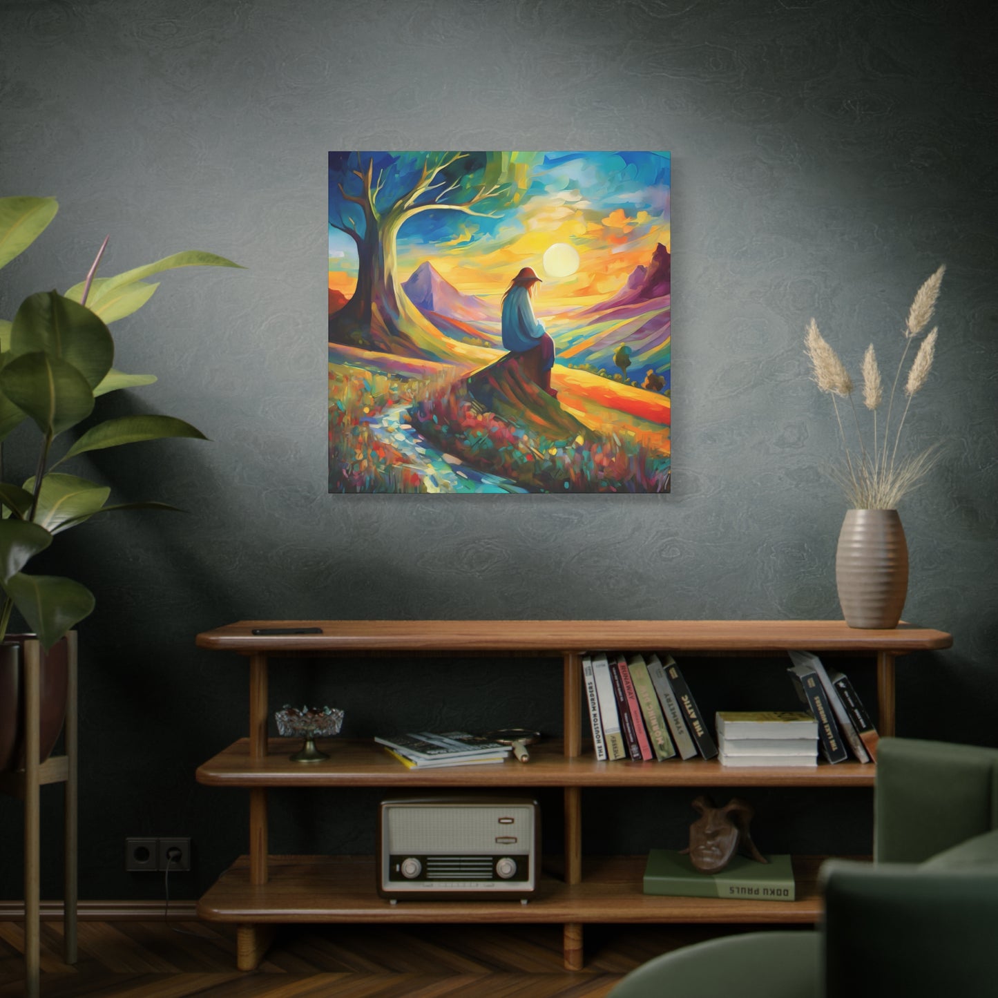 Sunset Contemplation Matte Canvas Wall Art — Colorful Landscape
