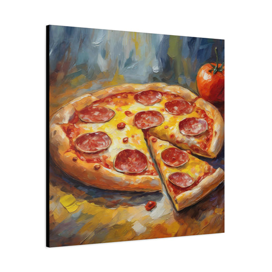 Pepperoni Pizza Frameless Canvas Wall Art Sizes 10”x10” – 36”x36”