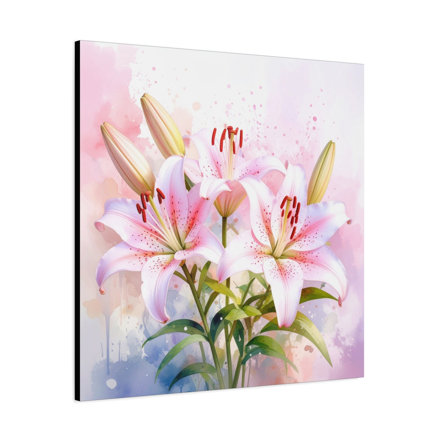 Stargazer Lilies Frameless Canvas Wall Art Sizes 10”x10” – 36”x36”