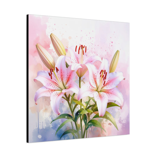 Stargazer Lilies Frameless Canvas Wall Art Sizes 10”x10” – 36”x36”