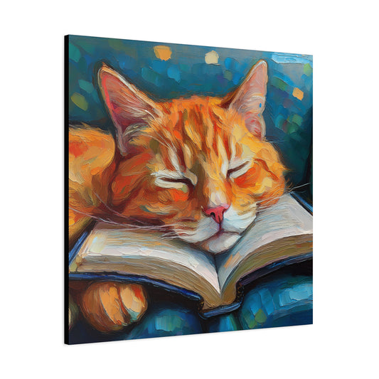 Ginger Cat Book Lollipop Frameless Canvas Wall Art Sizes 10”x10” – 36”x36”