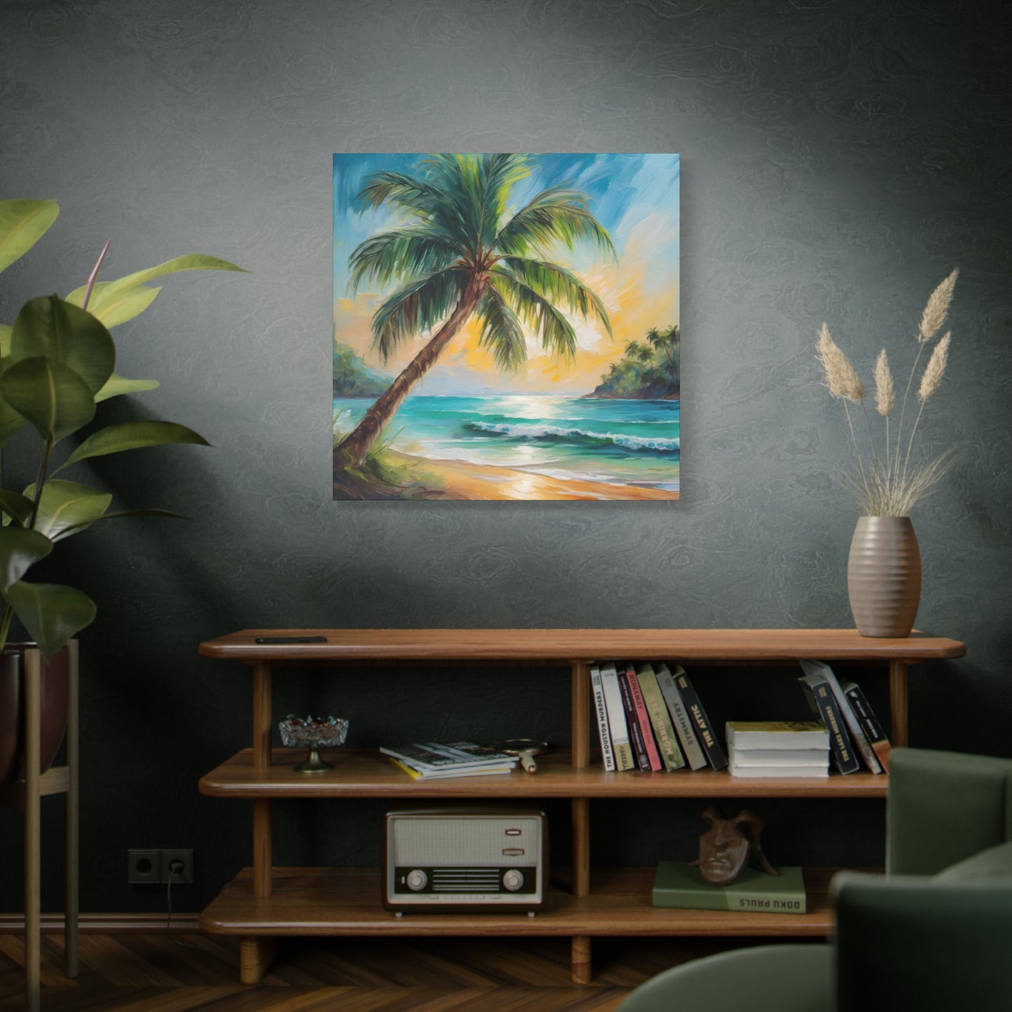 Palm Tree Frameless Canvas Wall Art Sizes 10”x10” – 36”x36”