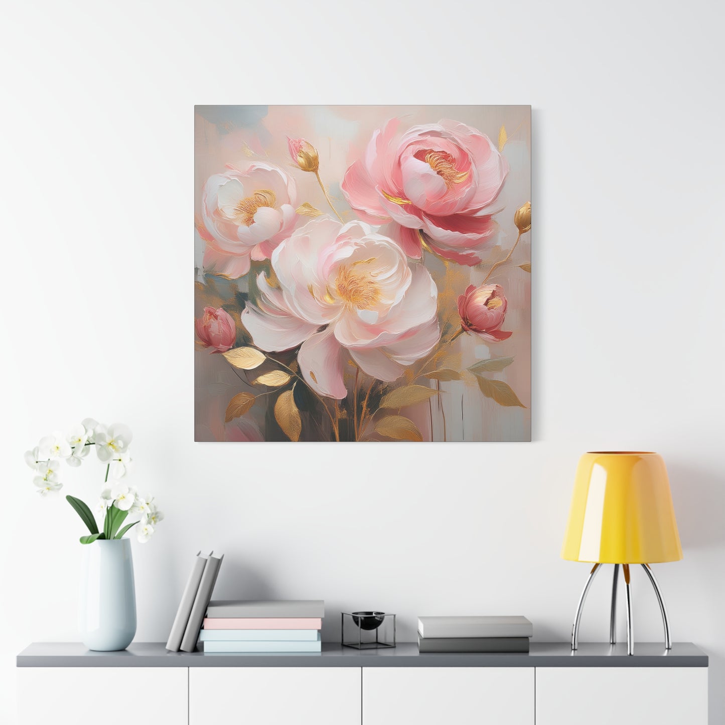 Pink Roses Frameless Canvas Wall Art Sizes 10”x10” – 36”x36”