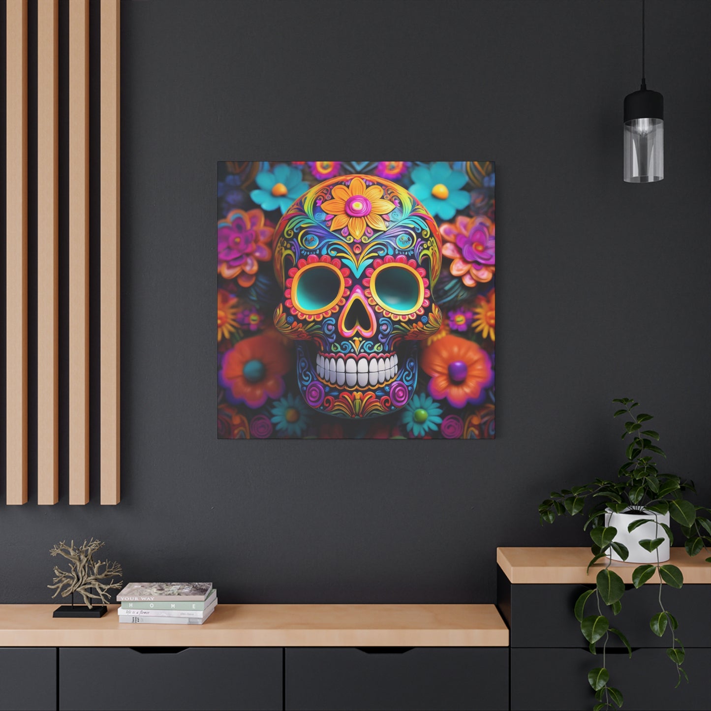 Sugar Skull Frameless Canvas Wall Art Sizes 10”x10” – 36”x36”