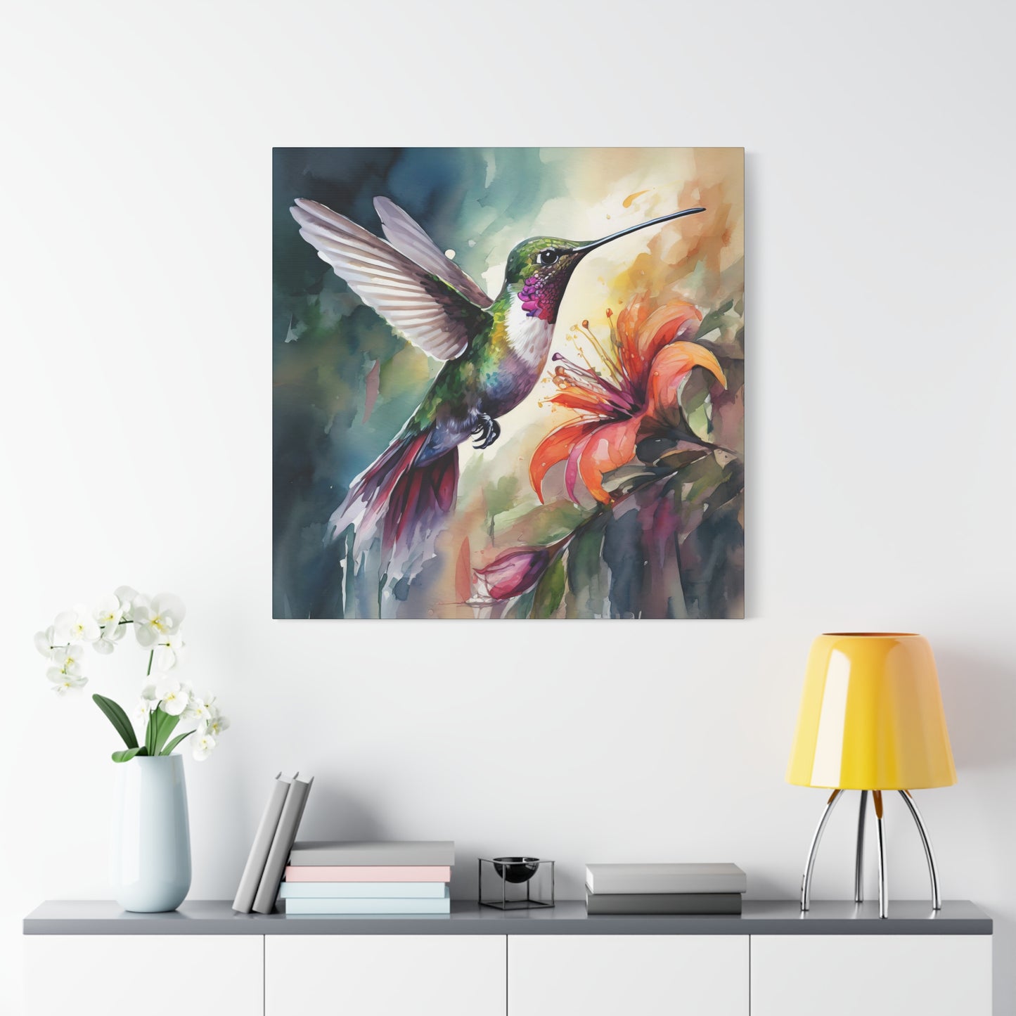 Hummingbird Frameless Canvas Wall Art Sizes 10”x10” – 36”x36”