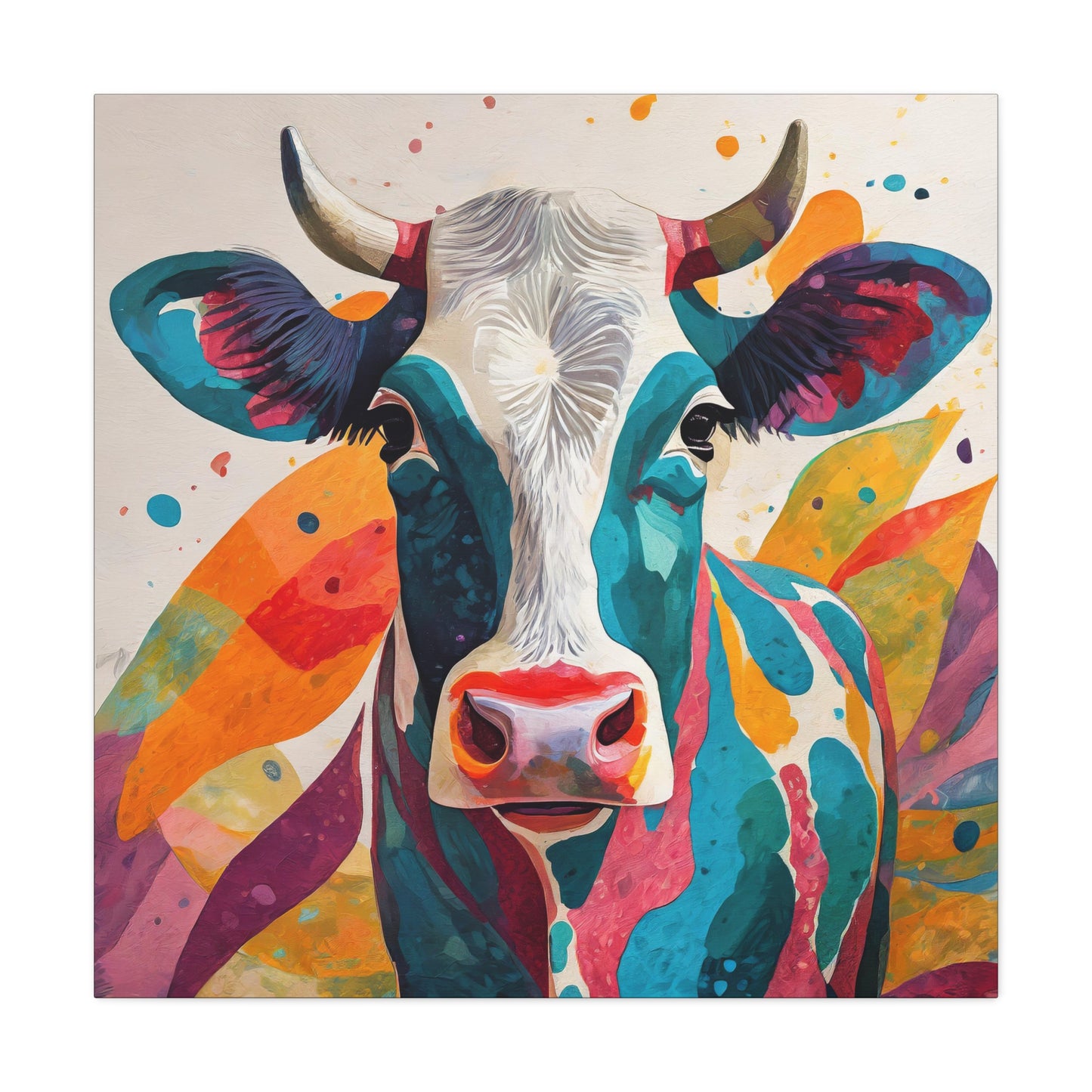 Cow Frameless Canvas Wall Art Sizes 10”x10” – 36”x36”