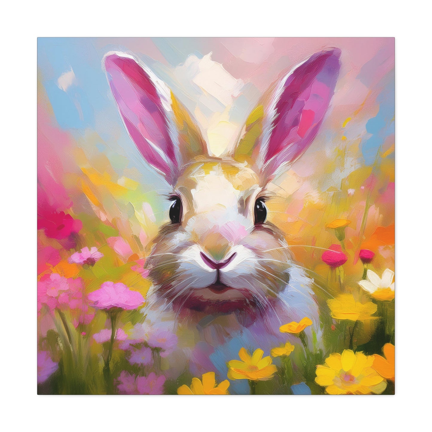 Bunny Rabbit Frameless Canvas Wall Art Sizes 10”x10” – 36”x36”