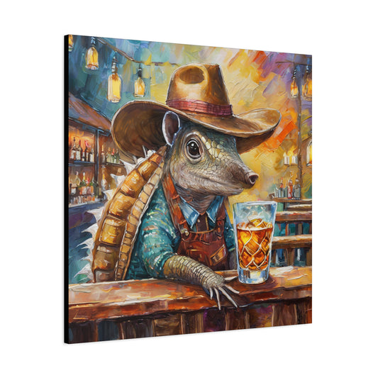 Whiskey Armadillo Frameless Canvas Wall Art Sizes 10”x10” – 36”x36”