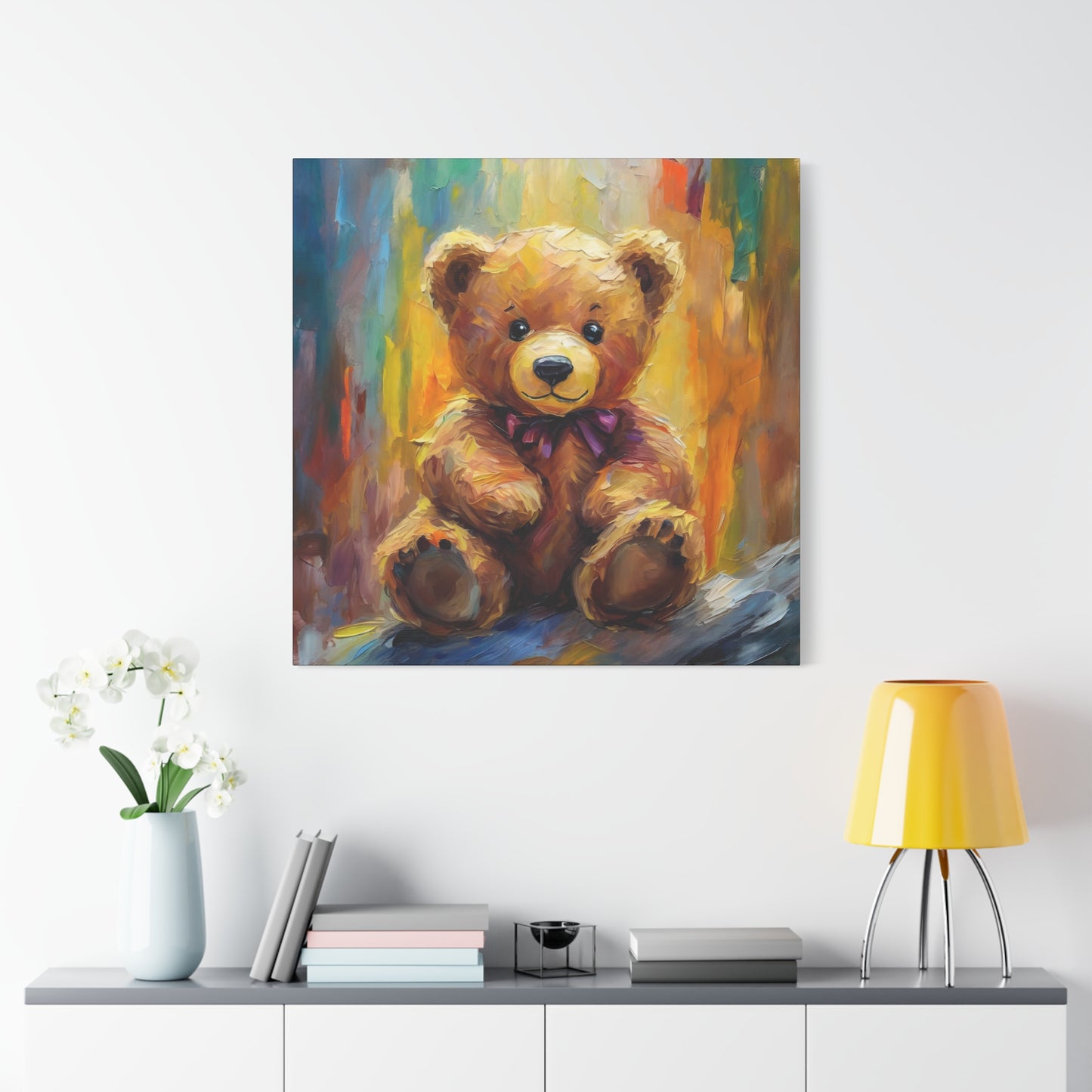 Teddy Bear Frameless Canvas Wall Art Sizes 10”x10” – 36”x36”