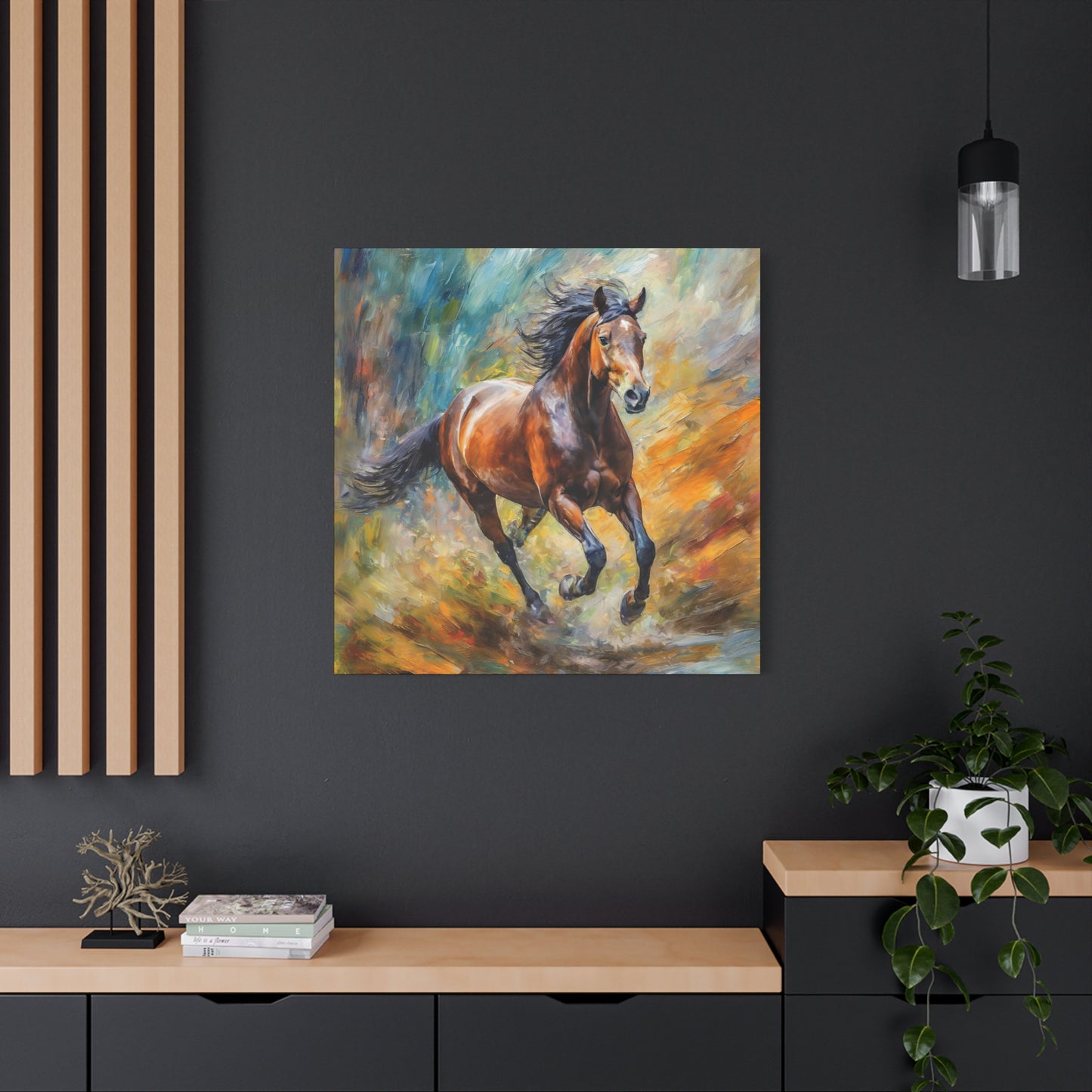 Horse Running Frameless Canvas Wall Art Sizes 10”x10” – 36”x36”