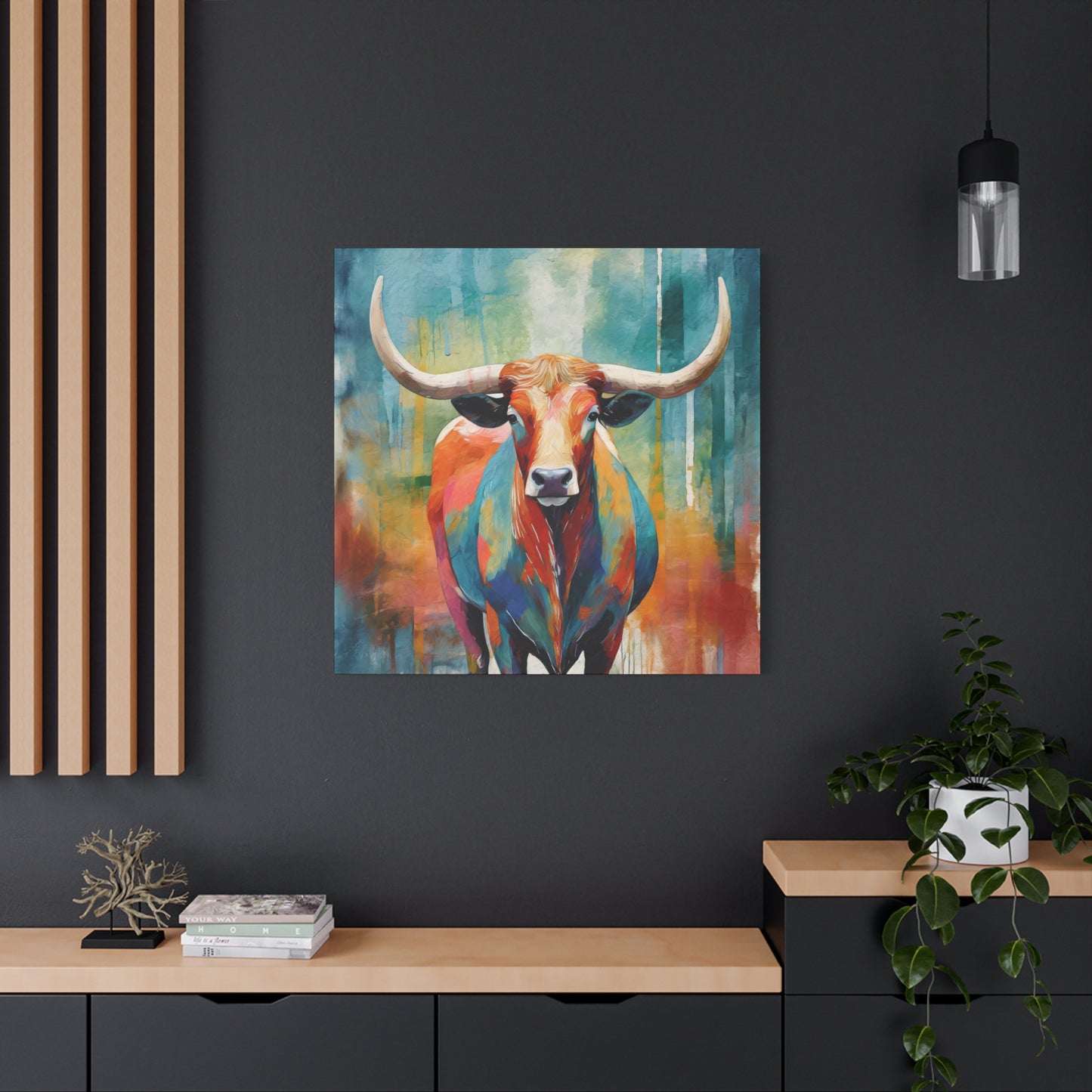 Texas Longhorn Frameless Canvas Wall Art Sizes 10”x10” – 36”x36”