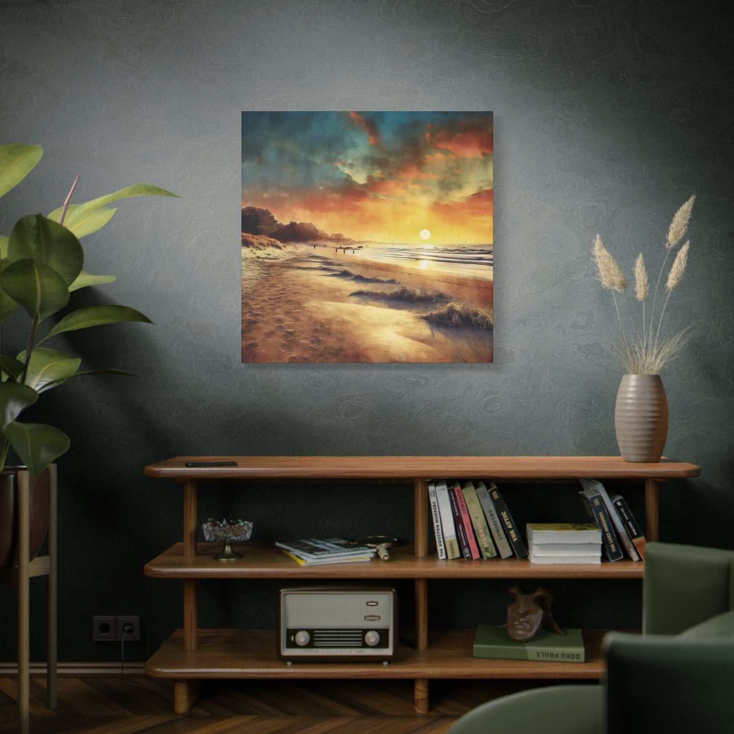 Rustic Beach Sunset Frameless Canvas Wall Art Sizes 10”x10” – 36”x36”