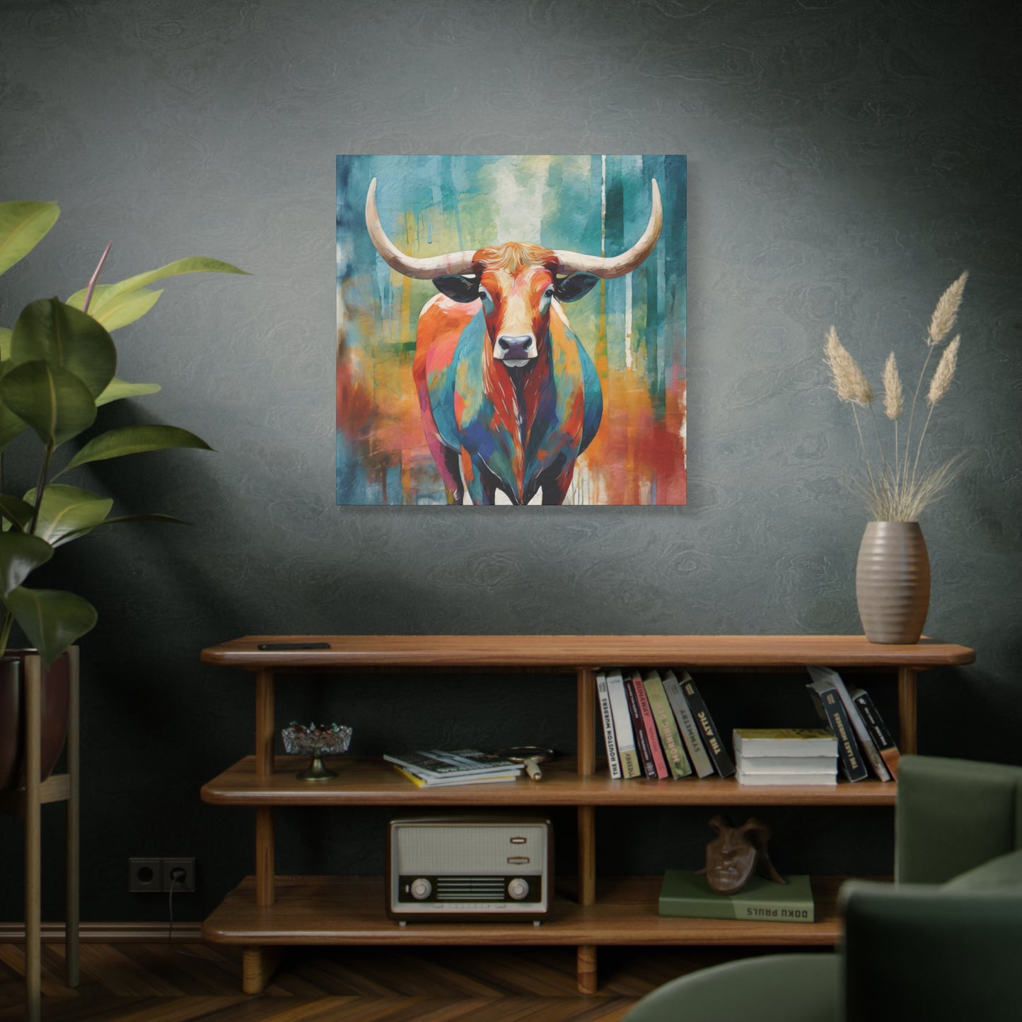 Texas Longhorn Frameless Canvas Wall Art Sizes 10”x10” – 36”x36”