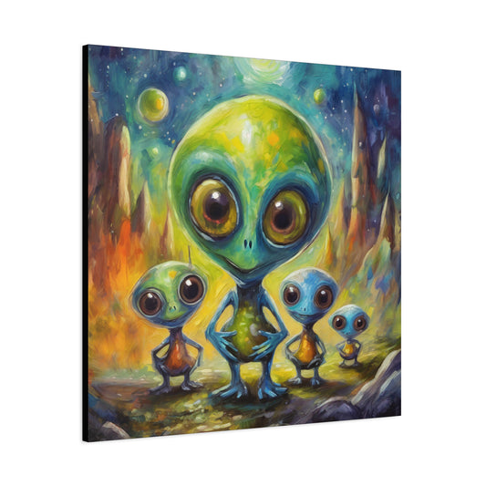 Aliens Frameless Canvas Wall Art Sizes 10”x10” – 36”x36”