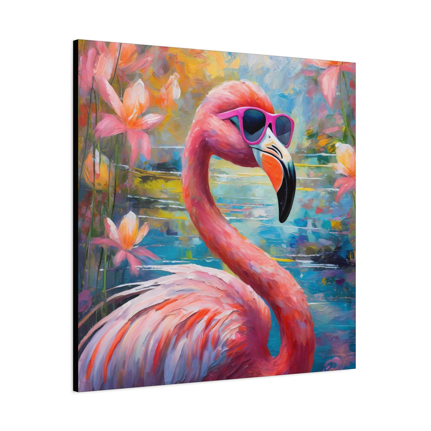 Flamingo Frameless Canvas Wall Art Sizes 10”x10” – 36”x36”