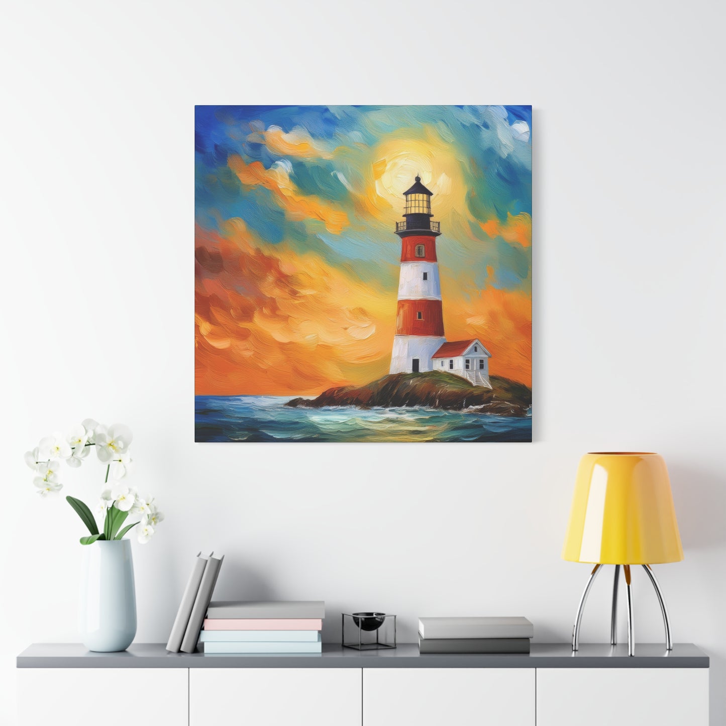 Lighthouse Frameless Canvas Wall Art Sizes 10”x10” – 36”x36”