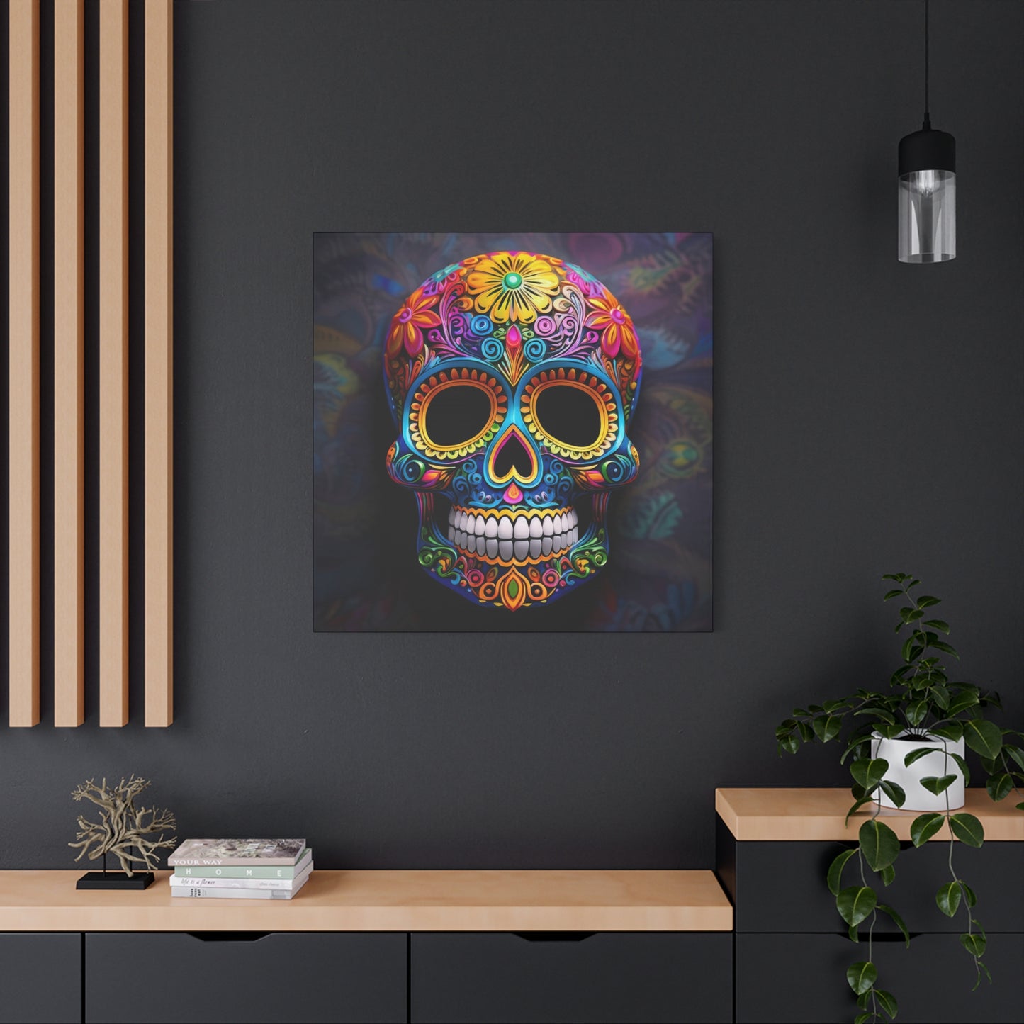 Sugar Skull Frameless Canvas Wall Art Sizes 10”x10” – 36”x36”