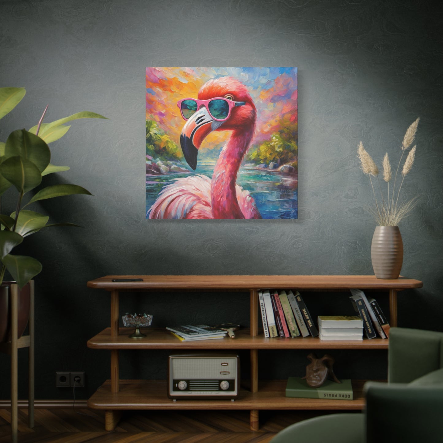 Flamingo Frameless Canvas Wall Art Sizes 10”x10” – 36”x36”