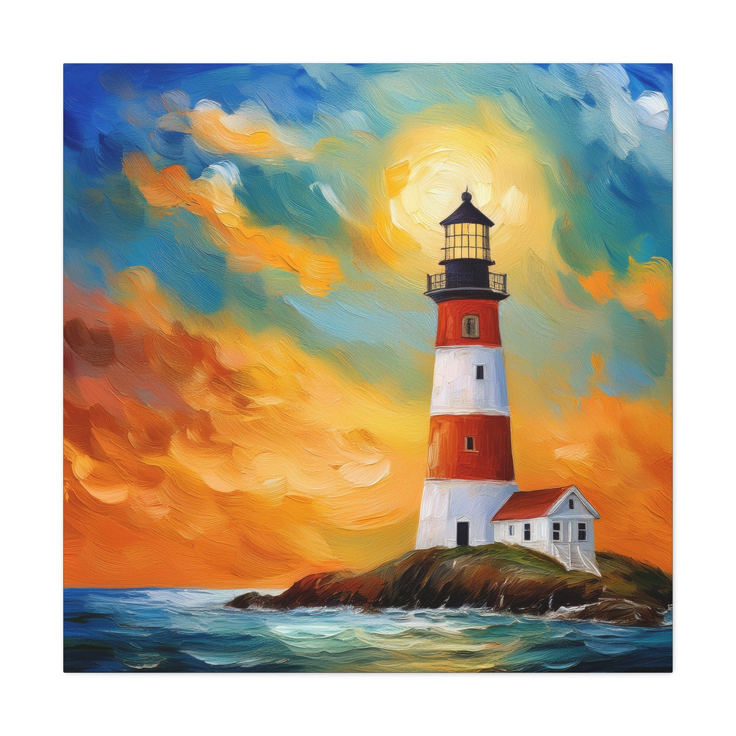 Lighthouse Frameless Canvas Wall Art Sizes 10”x10” – 36”x36”