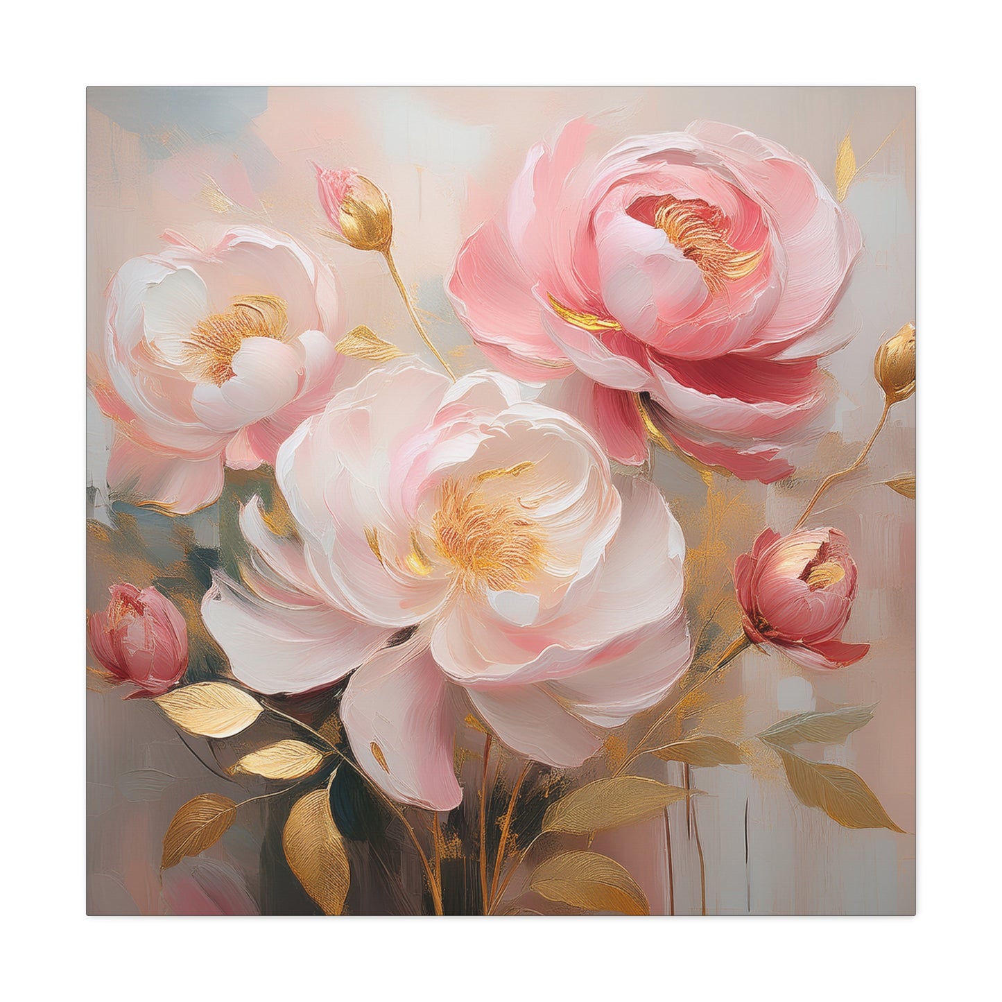 Pink Roses Frameless Canvas Wall Art Sizes 10”x10” – 36”x36”