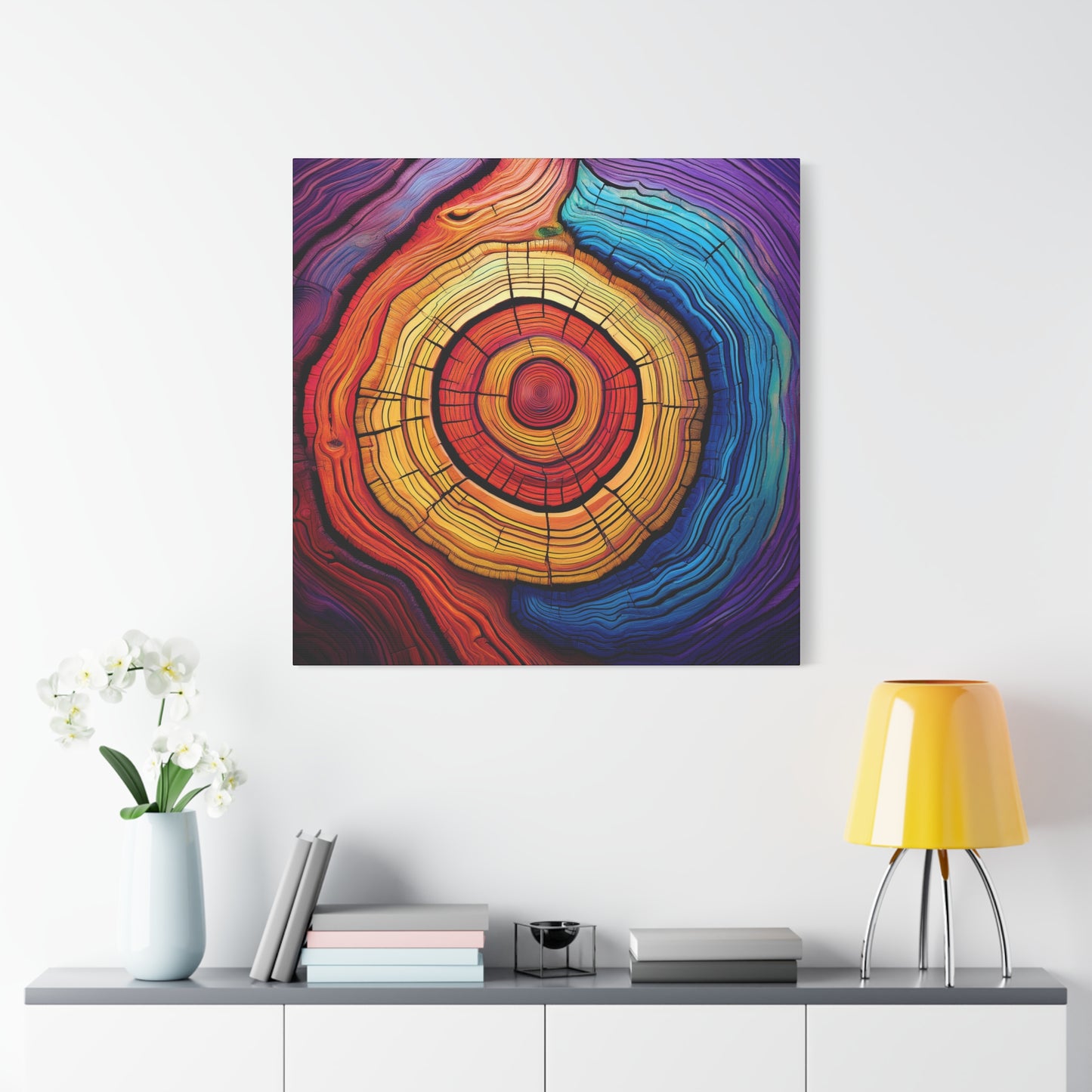 Colorful Woodgrain Frameless Canvas Wall Art Sizes 10”x10” – 36”x36”