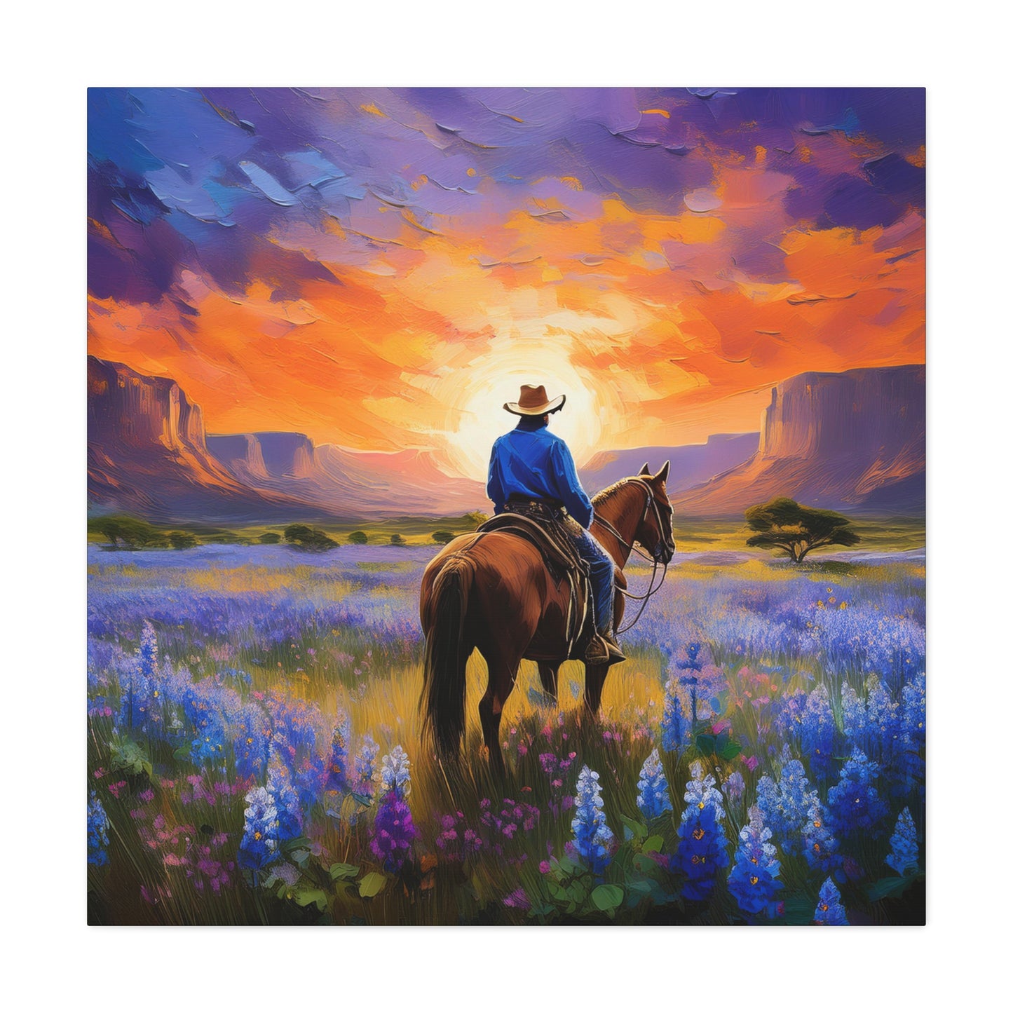 Cowboy Frameless Canvas Wall Art Sizes 10”x10” – 36”x36”