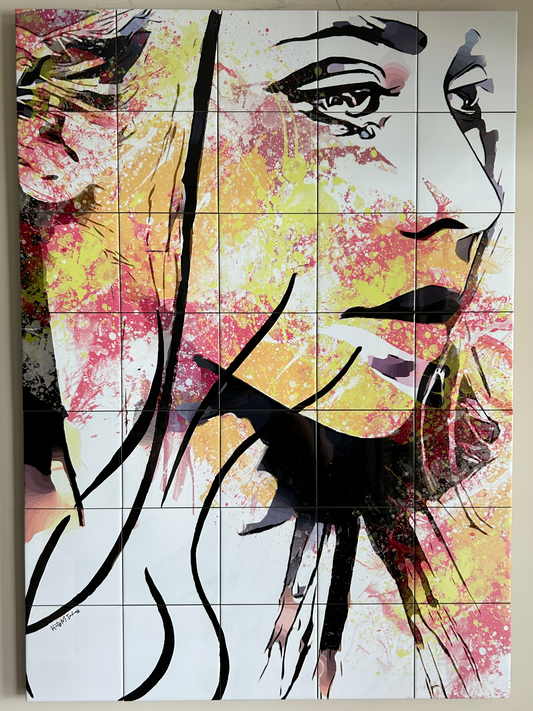 Color Splash Girl I Ceramic Mosaic Tile Wall Art - 30”x42” - Limited Edition