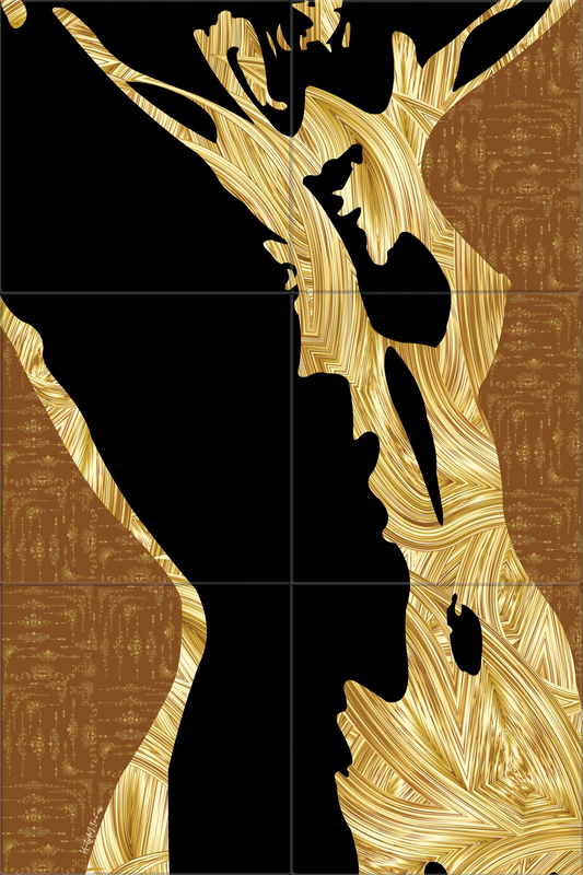 Golden Strand Lady Mosaic Tile Art - 12"x18" - Unlimited Edition