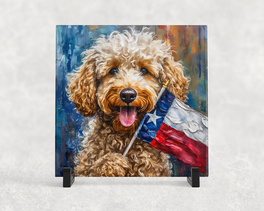 Goldendoodle Texas Flag Trivet