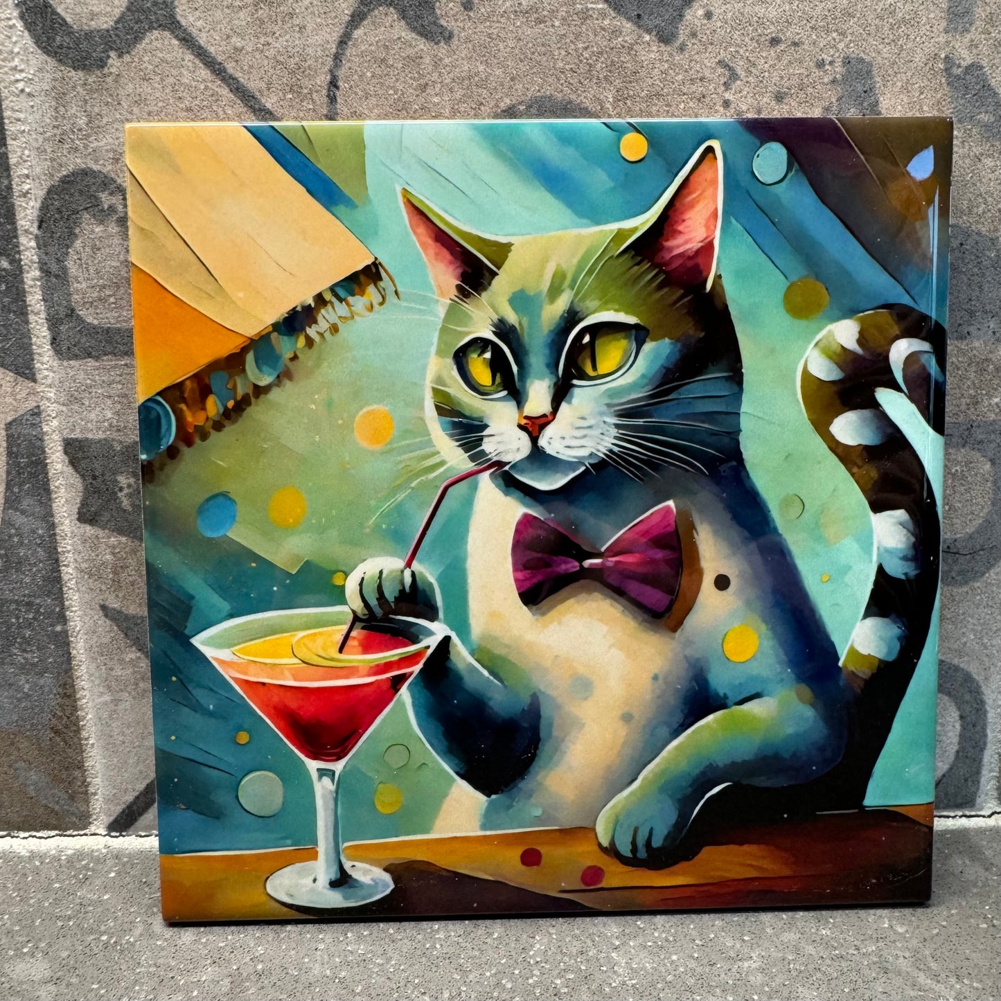 9 Designs! Cats with Cocktails Trivet for Hot Dishes