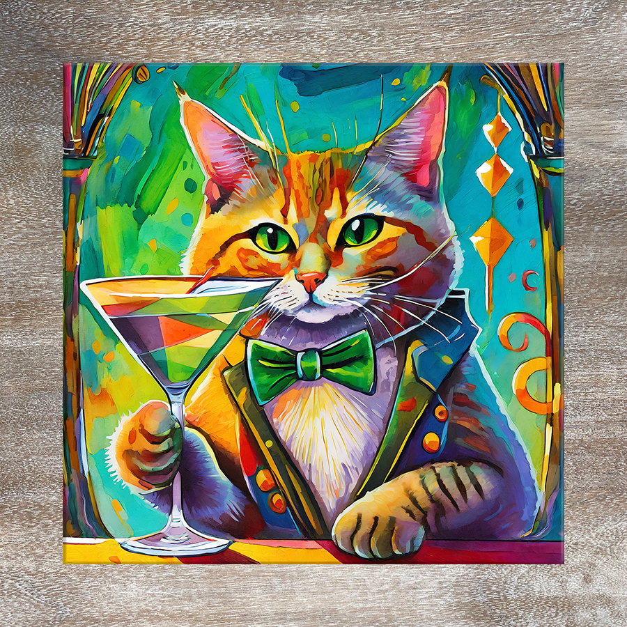 9 Designs! Cats with Cocktails Trivet for Hot Dishes