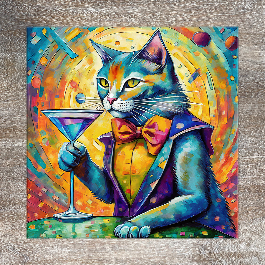 9 Designs! Cats with Cocktails Trivet for Hot Dishes