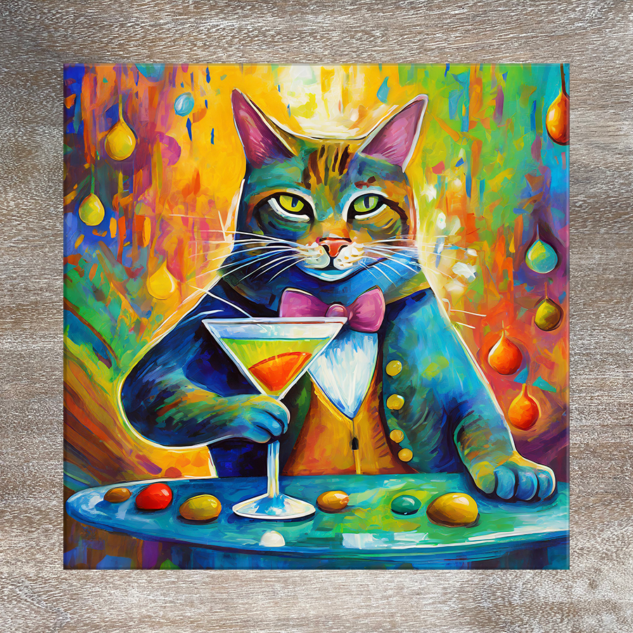 9 Designs! Cats with Cocktails Trivet for Hot Dishes