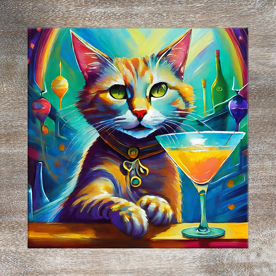 9 Designs! Cats with Cocktails Trivet for Hot Dishes