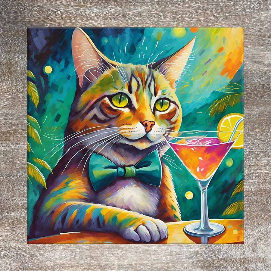 9 Designs! Cats with Cocktails Trivet for Hot Dishes