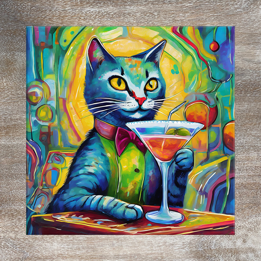 9 Designs! Cats with Cocktails Trivet for Hot Dishes