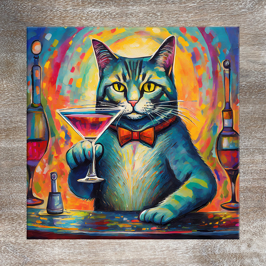 9 Designs! Cats with Cocktails Trivet for Hot Dishes