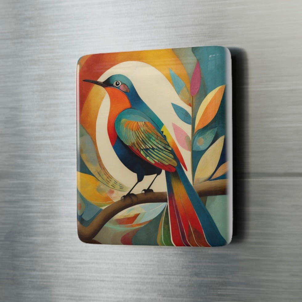 3 DESIGNS! Mid Century Modern Bird Ceramic Tile Magnet