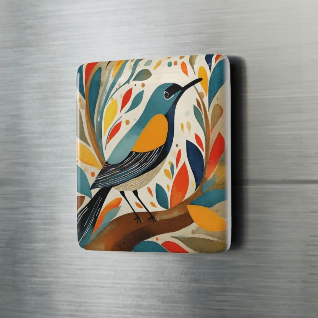 3 DESIGNS! Mid Century Modern Bird Ceramic Tile Magnet