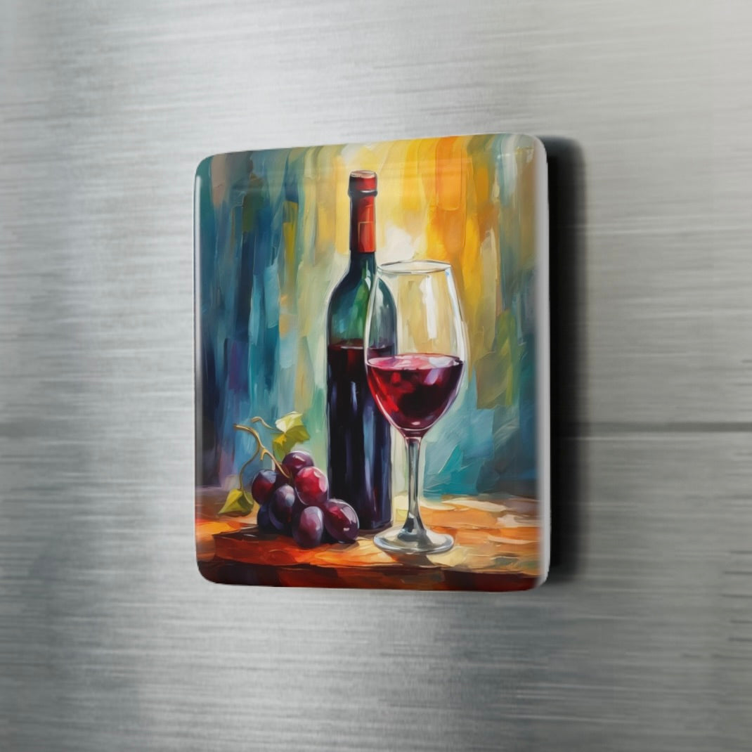 Red Wine Ceramic Tile Magnet