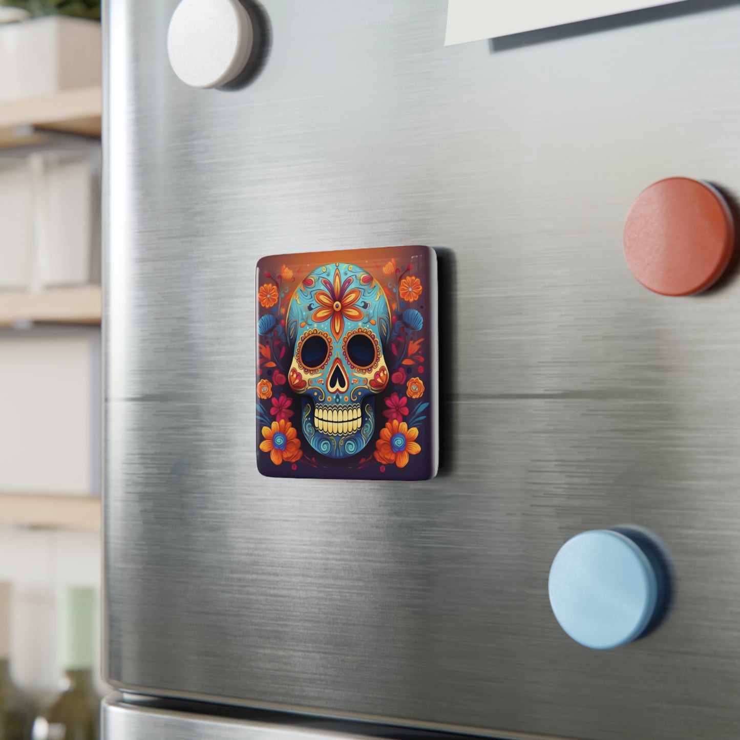 8 DESIGNS! Sugar Skull 2"x2" Ceramic Tile Magnet