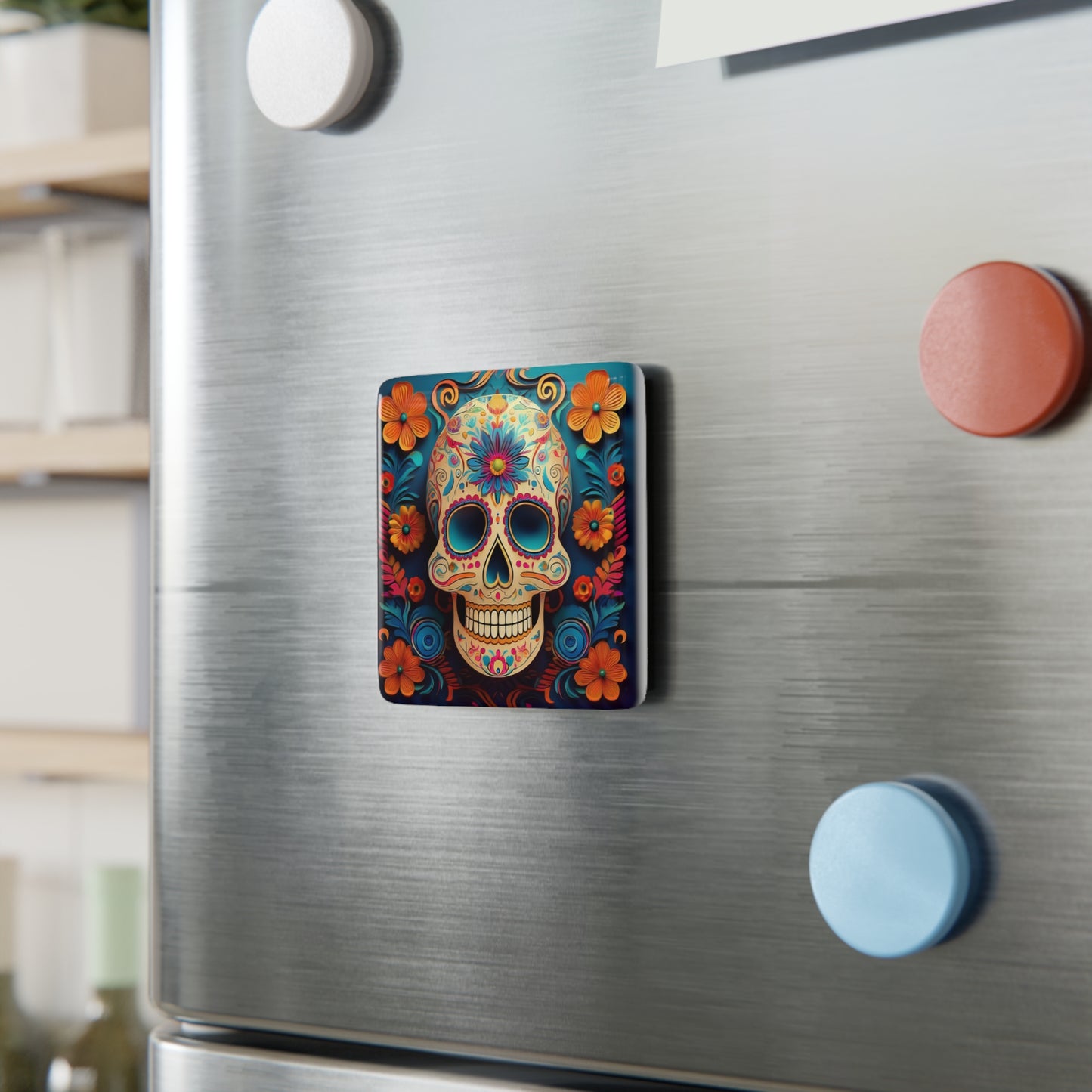 8 DESIGNS! Sugar Skull 2"x2" Ceramic Tile Magnet