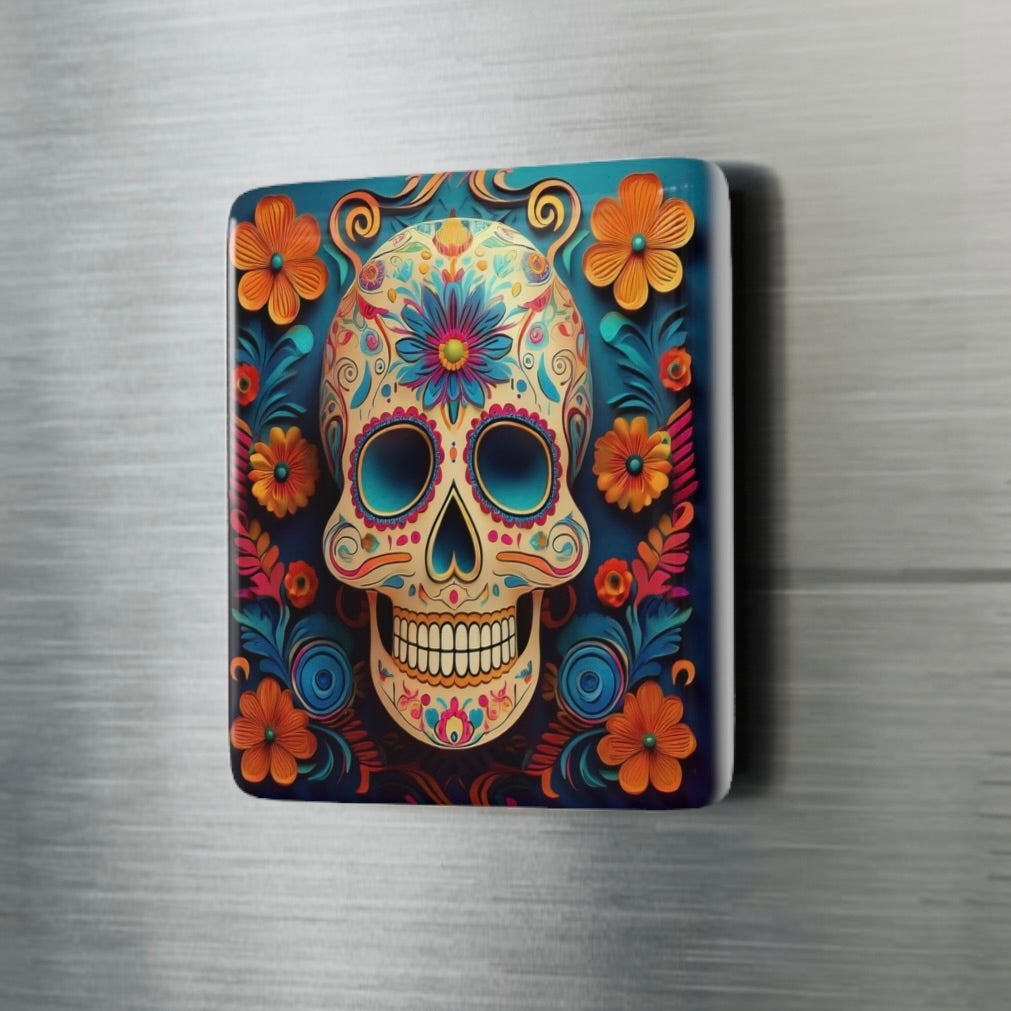 8 DESIGNS! Sugar Skull 2"x2" Ceramic Tile Magnet